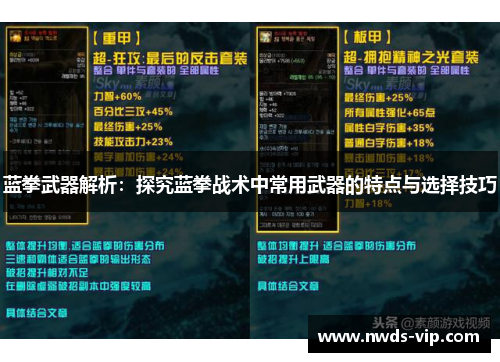 蓝拳武器解析：探究蓝拳战术中常用武器的特点与选择技巧
